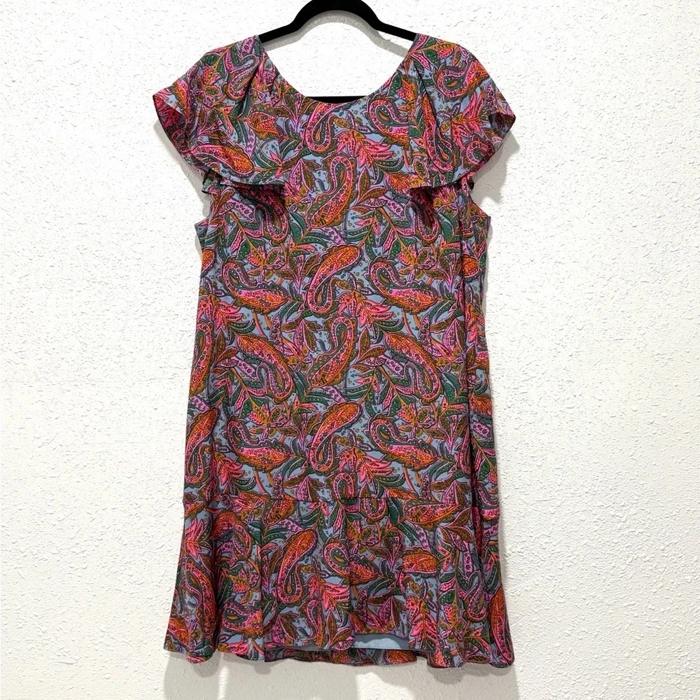 J. Crew Silk ruffle‎ Paisley Multicolor Mini Dress 16